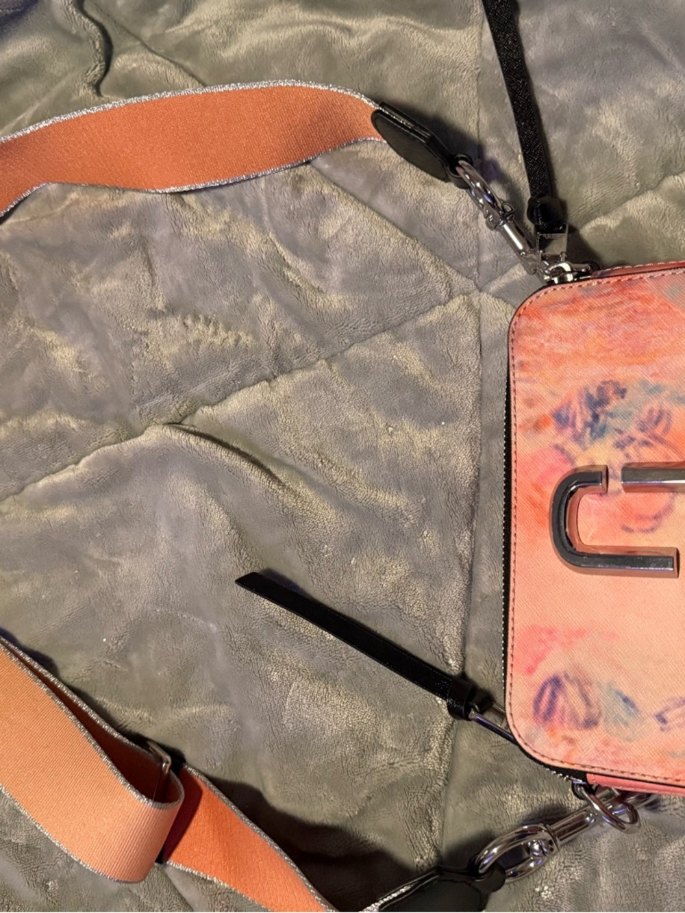 Marc Jacobs Peach Pink Watercolor Crossbody Bag with Wide Strap